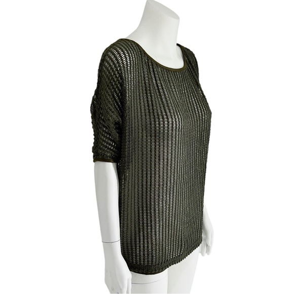 SW3 Bespoke Short Sleeve Oversize Fishnet Tunic Top Cover Up Dark Green size S - Picture 3 of 15
